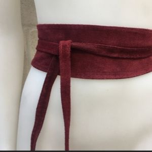 Burgundy Suede OBI Wrap Belt